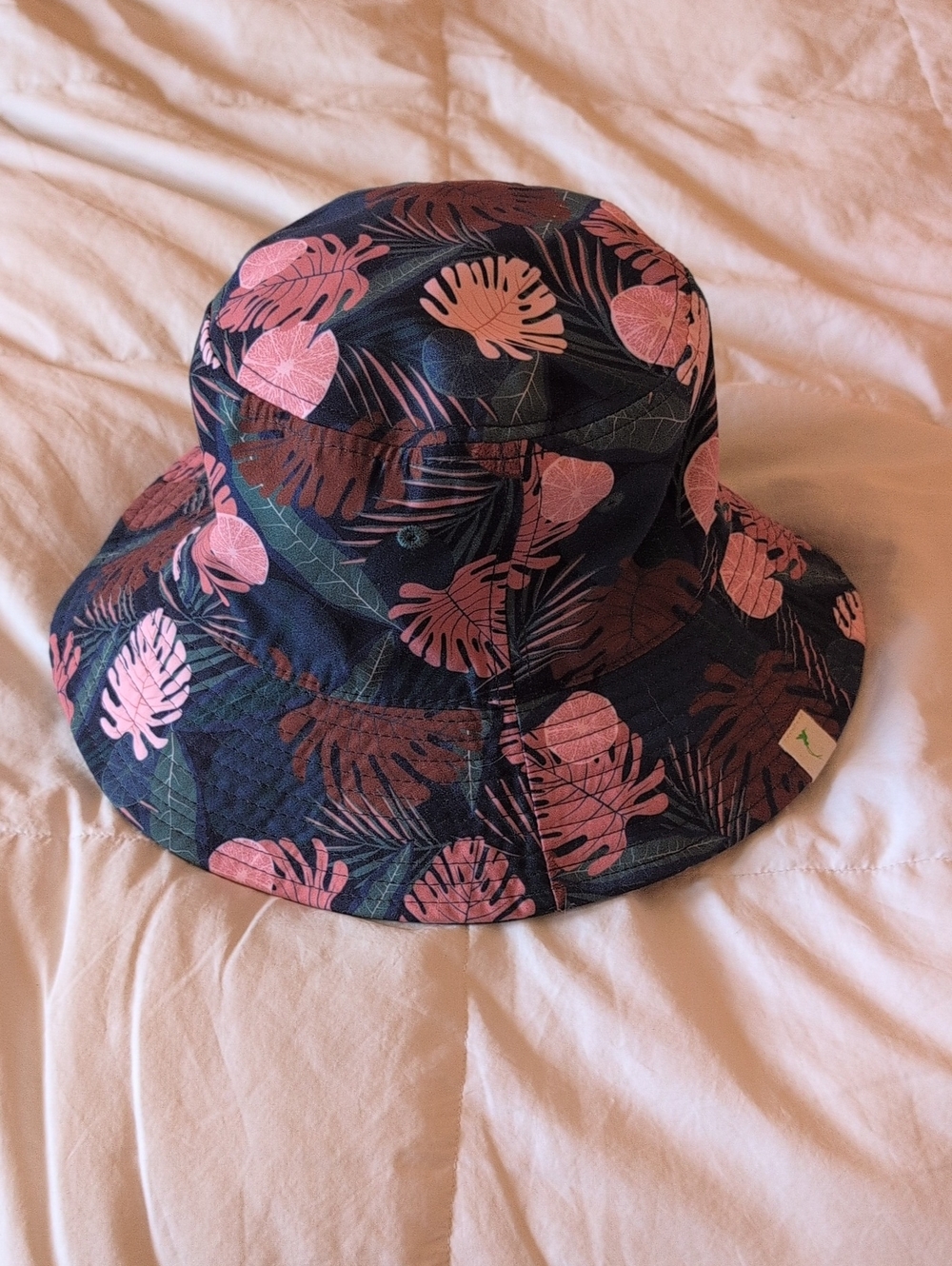 Pink Leaf Print Reversible Bucket Hat - Women Accessories
